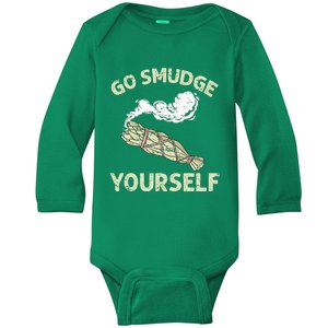 Go Smudge Yourself Native American Funny Smudging Feather Baby Long Sleeve Bodysuit