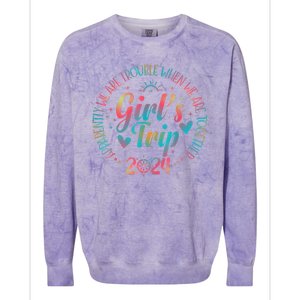 Girl Trip 2024 Apparently Are Trouble When We Are Together Colorblast Crewneck Sweatshirt