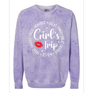 Girl Trip 2024 Weekend Vacation Matching Group Colorblast Crewneck Sweatshirt