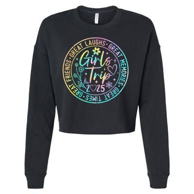 Girl Trip 2025 Friends Weekend Sisters Vacation Matching Cropped Pullover Crew