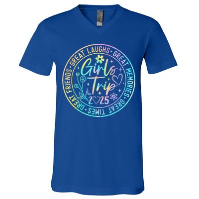Girl Trip 2025 Friends Weekend Sisters Vacation Matching V-Neck T-Shirt