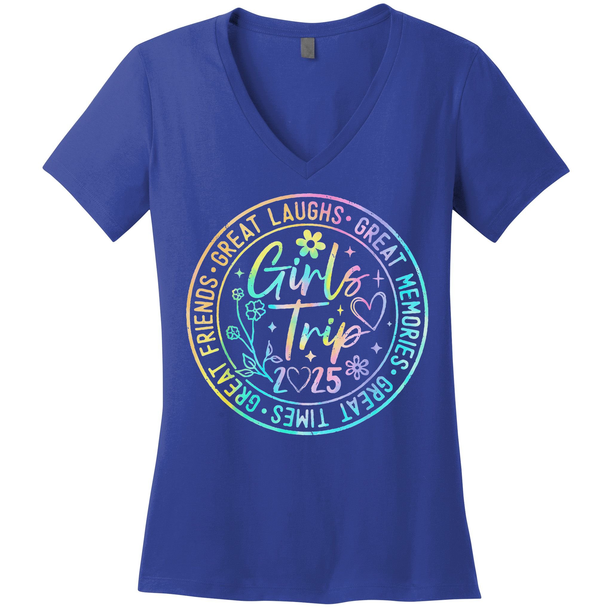 Girl Trip 2025 Friends Weekend Sisters Vacation Matching Women's V-Neck T-Shirt