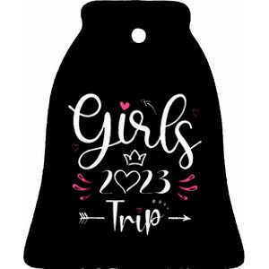 Girls Trip 23 Weekend Summer 23 Vacation Ceramic Bell Ornament