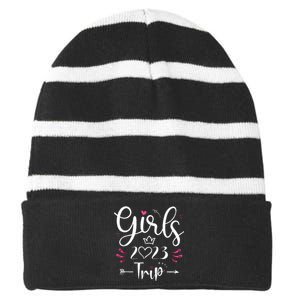 Girls Trip 23 Weekend Summer 23 Vacation Striped Beanie with Solid Band