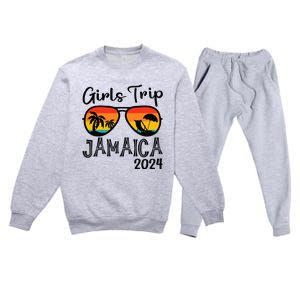 Girl Trip 2024 Weekend Jamaica Vacation Matching Premium Crewneck Sweatsuit Set