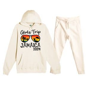 Girl Trip 2024 Weekend Jamaica Vacation Matching Premium Hooded Sweatsuit Set