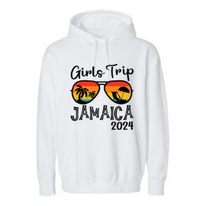 Girl Trip 2024 Weekend Jamaica Vacation Matching Garment-Dyed Fleece Hoodie