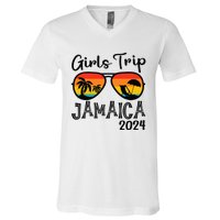 Girl Trip 2024 Weekend Jamaica Vacation Matching V-Neck T-Shirt