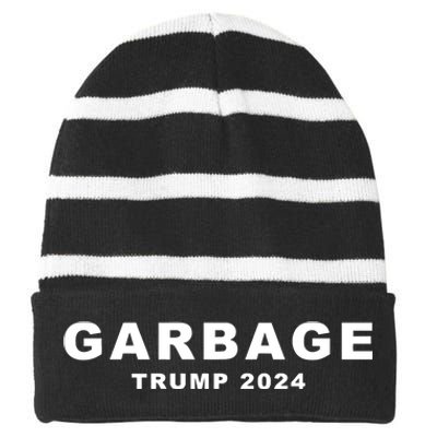 Garbage Trump 2024 Striped Beanie with Solid Band