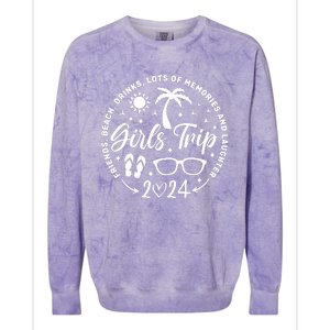 Girl Trip 2024 Girl Vacation Weekend Trip Colorblast Crewneck Sweatshirt