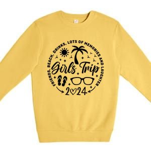 Girl Trip 2024 Girl Vacation Weekend Trip Premium Crewneck Sweatshirt