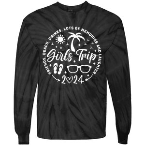 Girl Trip 2024 Girl Vacation Weekend Trip Tie-Dye Long Sleeve Shirt