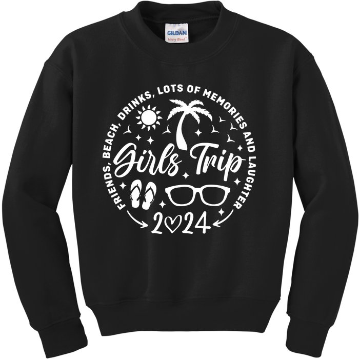 Girl Trip 2024 Girl Vacation Weekend Trip Kids Sweatshirt