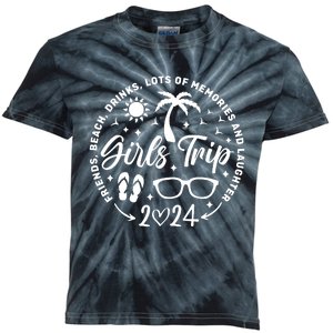 Girl Trip 2024 Girl Vacation Weekend Trip Kids Tie-Dye T-Shirt