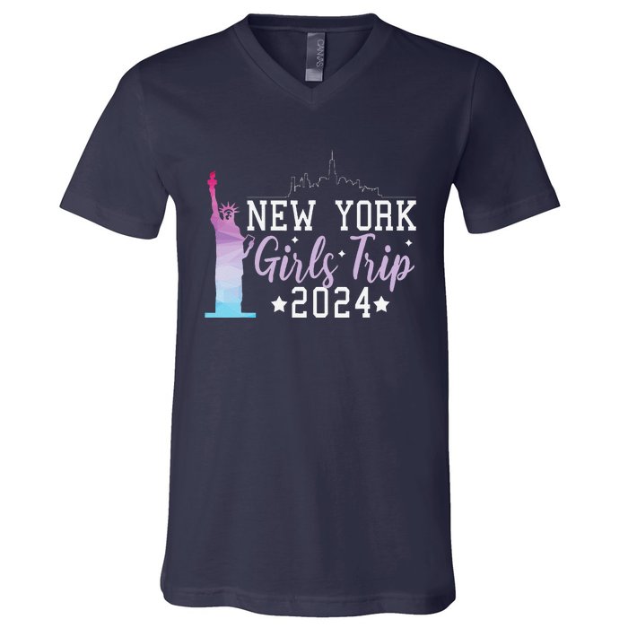 Girl Trip 2024 New York Nyc Summer Vacation Ladies Weekend V-Neck T-Shirt