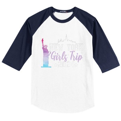 Girl Trip 2024 New York Nyc Summer Vacation Ladies Weekend Baseball Sleeve Shirt