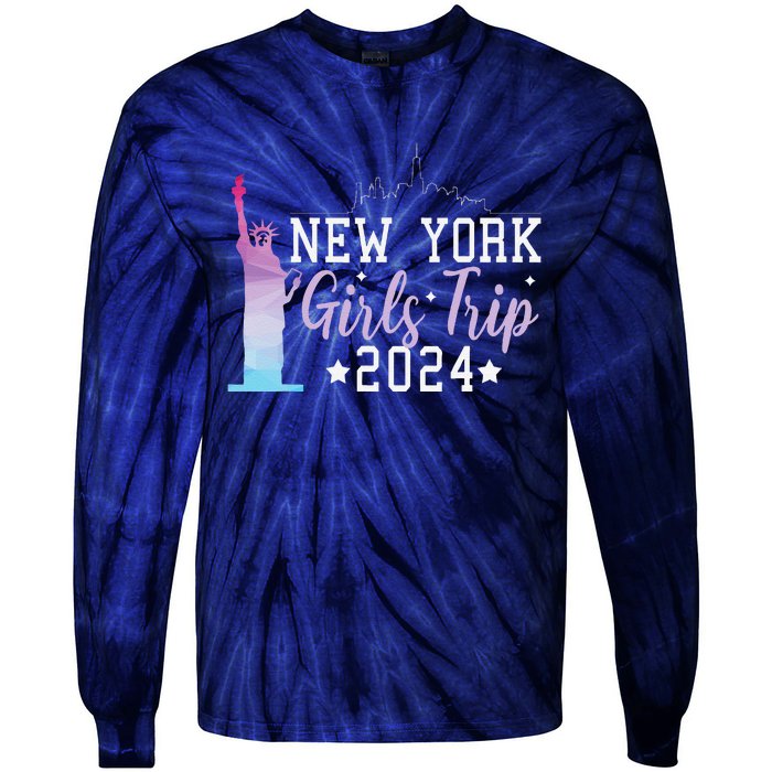 Girl Trip 2024 New York Nyc Summer Vacation Ladies Weekend Tie-Dye Long Sleeve Shirt