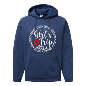 Girl Trip 2024 Funny Weekend Summer 2024 Vacation Matching Performance Fleece Hoodie