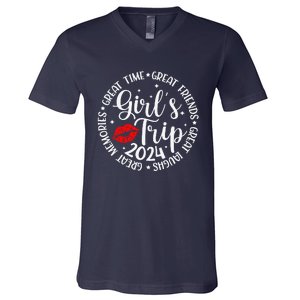 Girl Trip 2024 Funny Weekend Summer 2024 Vacation Matching V-Neck T-Shirt