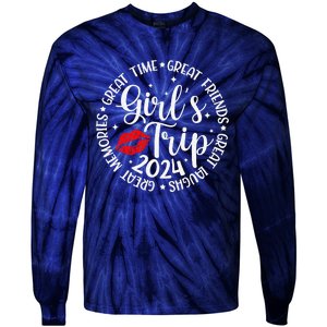 Girl Trip 2024 Funny Weekend Summer 2024 Vacation Matching Tie-Dye Long Sleeve Shirt