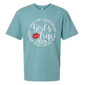 Girl Trip 2024 Funny Weekend Summer 2024 Vacation Matching Sueded Cloud Jersey T-Shirt