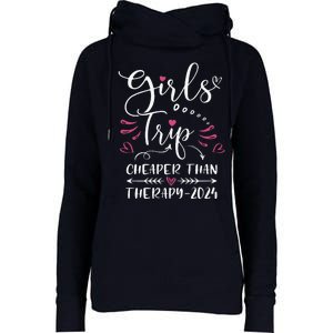 Girl Trip 2024 Funny Weekend Trip Summer 2024 Vacation Womens Funnel Neck Pullover Hood