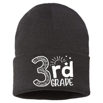 Going To 3rd Grade Teacher Squad and Third Grade Boy Girl Sustainable Knit Beanie