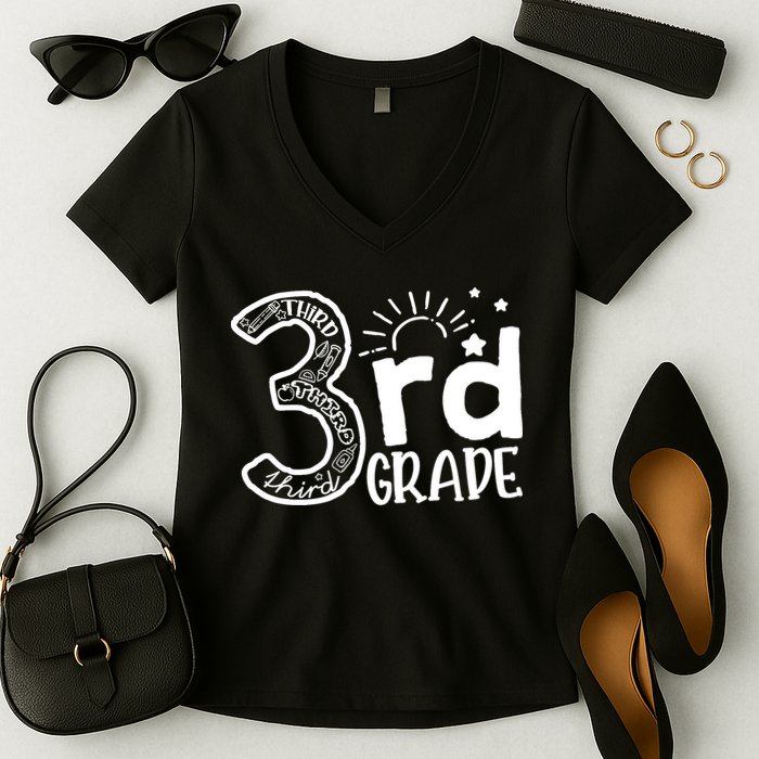 Going To 3rd Grade Teacher Squad and Third Grade Boy Girl Women's V-Neck T-Shirt