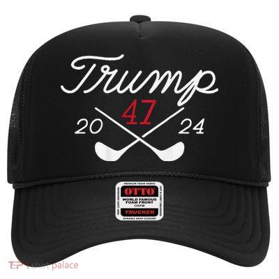 Golf Trump 47 2024 High Crown Mesh Back Trucker Hat