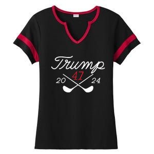 Golf Trump 47 2024 On Back Ladies Halftime Notch Neck Tee