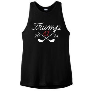 Golf Trump 47 2024 On Back Ladies PosiCharge Tri-Blend Wicking Tank