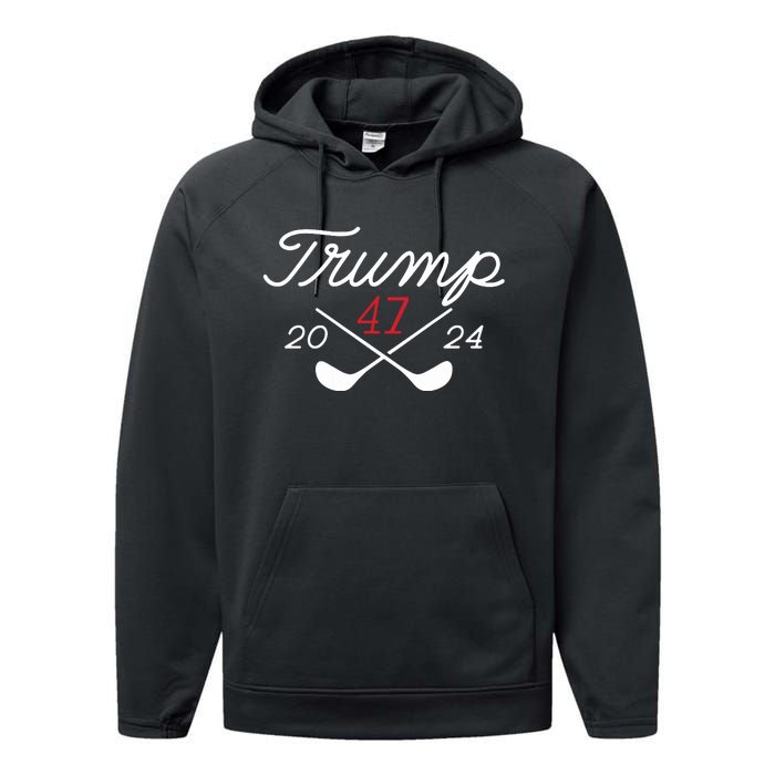 Golf Trump 47 2024 On Back Performance Fleece Hoodie