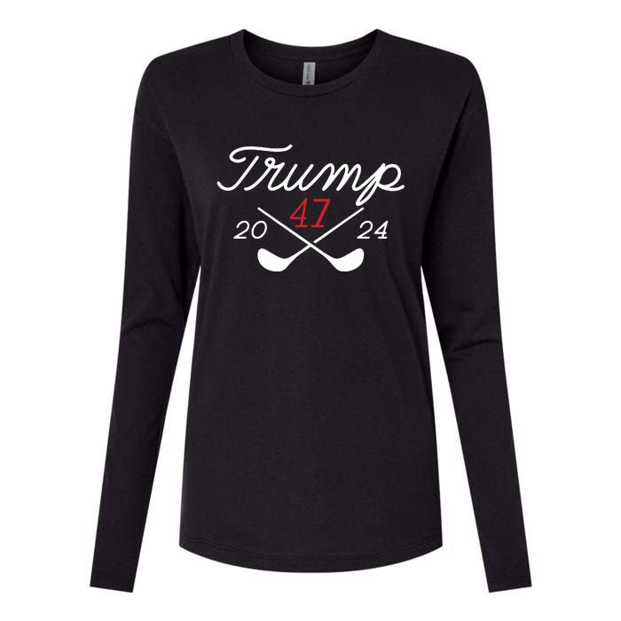 Golf Trump 47 2024 On Back Womens Cotton Relaxed Long Sleeve T-Shirt