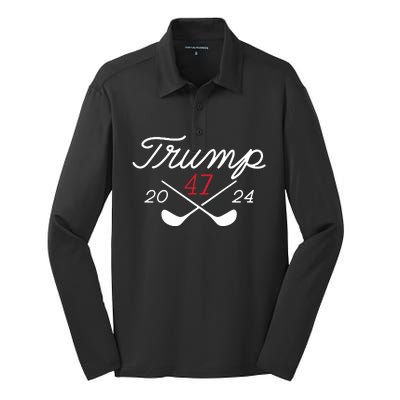 Golf Trump 47 2024 On Back Silk Touch Performance Long Sleeve Polo