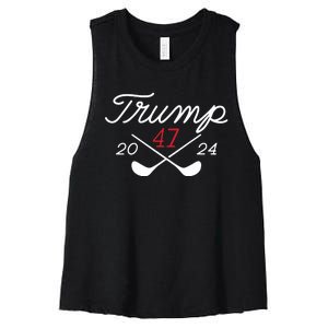 Golf Trump 47 2024 On Back Women's Racerback Cropped Tank