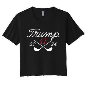 Golf Trump 47 2024 On Back Women's Crop Top Tee