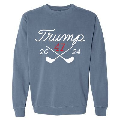 Golf Trump 47 2024 On Back Garment-Dyed Sweatshirt