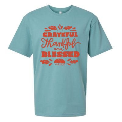 Grateful Thankful And Blessed Thanksgiving Sueded Cloud Jersey T-Shirt