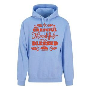 Grateful Thankful And Blessed Thanksgiving Unisex Surf Hoodie