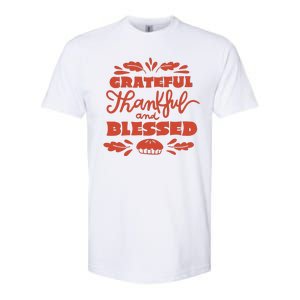 Grateful Thankful And Blessed Thanksgiving Softstyle CVC T-Shirt