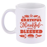 Grateful Thankful And Blessed Thanksgiving 11oz C Handle Ceramic Mug