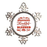 Grateful Thankful And Blessed Thanksgiving Metallic Star Ornament