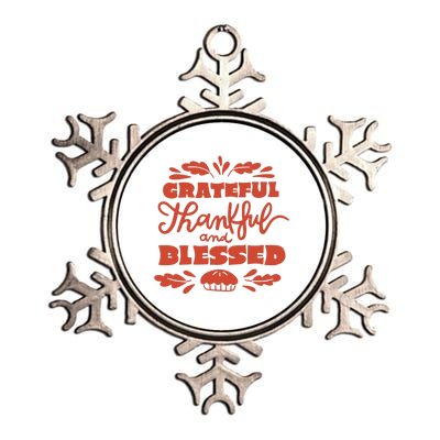 Grateful Thankful And Blessed Thanksgiving Metallic Star Ornament