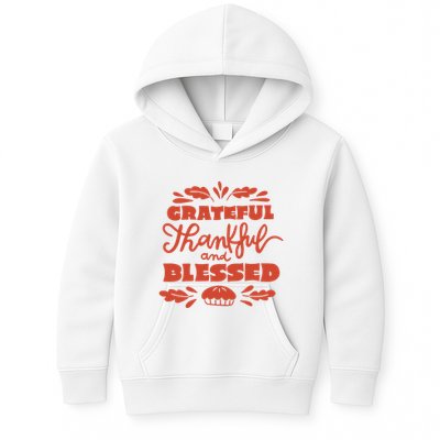 Grateful Thankful And Blessed Thanksgiving Kids Hoodie