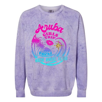 Girl Trip Aruba 2024 Beach Weekend Birthday Squad Colorblast Crewneck Sweatshirt