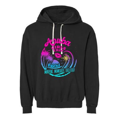 Girl Trip Aruba 2024 Beach Weekend Birthday Squad Garment-Dyed Fleece Hoodie