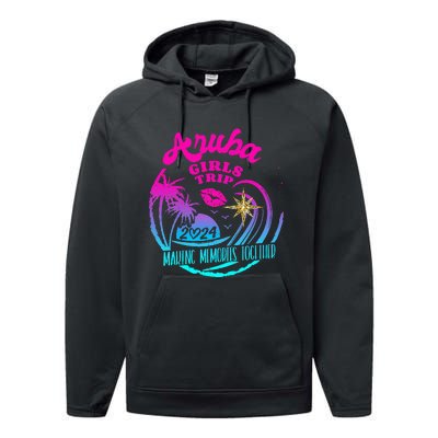 Girl Trip Aruba 2024 Beach Weekend Birthday Squad Performance Fleece Hoodie