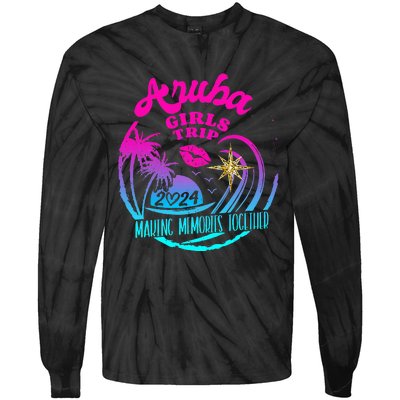 Girl Trip Aruba 2024 Beach Weekend Birthday Squad Tie-Dye Long Sleeve Shirt