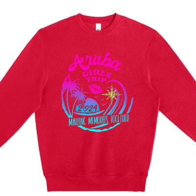 Girl Trip Aruba 2024 Beach Weekend Birthday Squad Premium Crewneck Sweatshirt