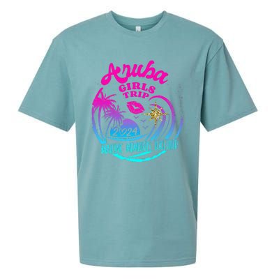 Girl Trip Aruba 2024 Beach Weekend Birthday Squad Sueded Cloud Jersey T-Shirt